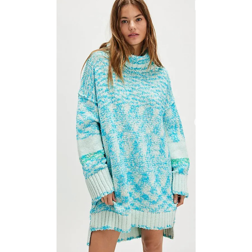 FREE PEOPLE ICE CASTLE COMBO WINTER STORM TUNIC TURTLENECK SWEATER TUNIC SZ S
